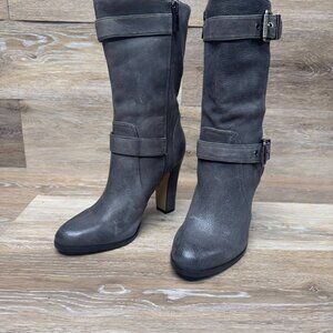 Vince Camuto Callison Gray Leather Heeled Boots Women's Size 8